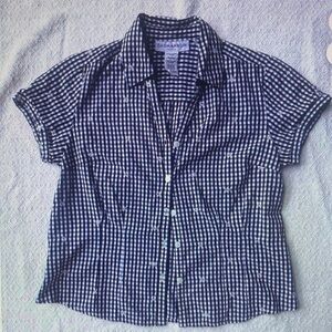 Navy Checkered Women's Top